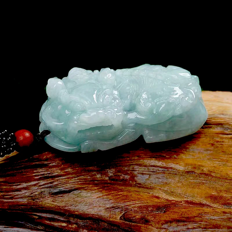 【华之京】A货翡翠貔貅吊坠 糯冰天然瑞兽如意挂件 雕刻多样性发一