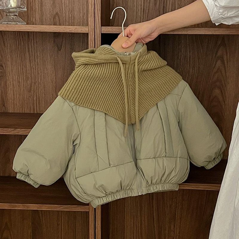女童羽绒服2023冬季儿童韩版短款面包服男童加厚白鸭绒保暖外套