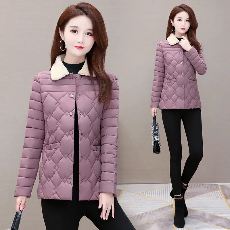轻薄棉服女短款小个子2025秋冬季新款时尚妈妈装翻领女士保暖外套