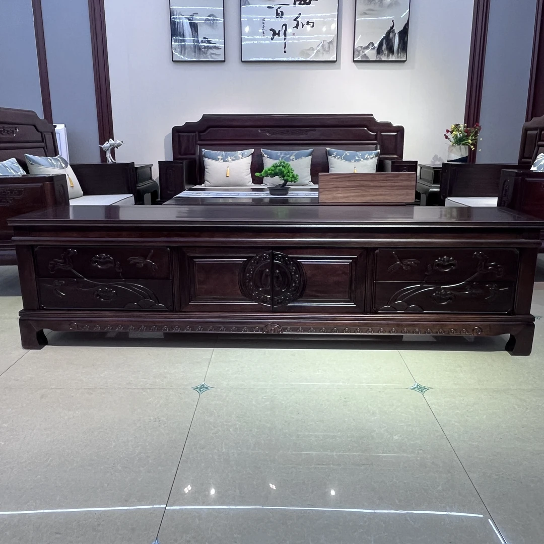 实木仿古雕花电视柜