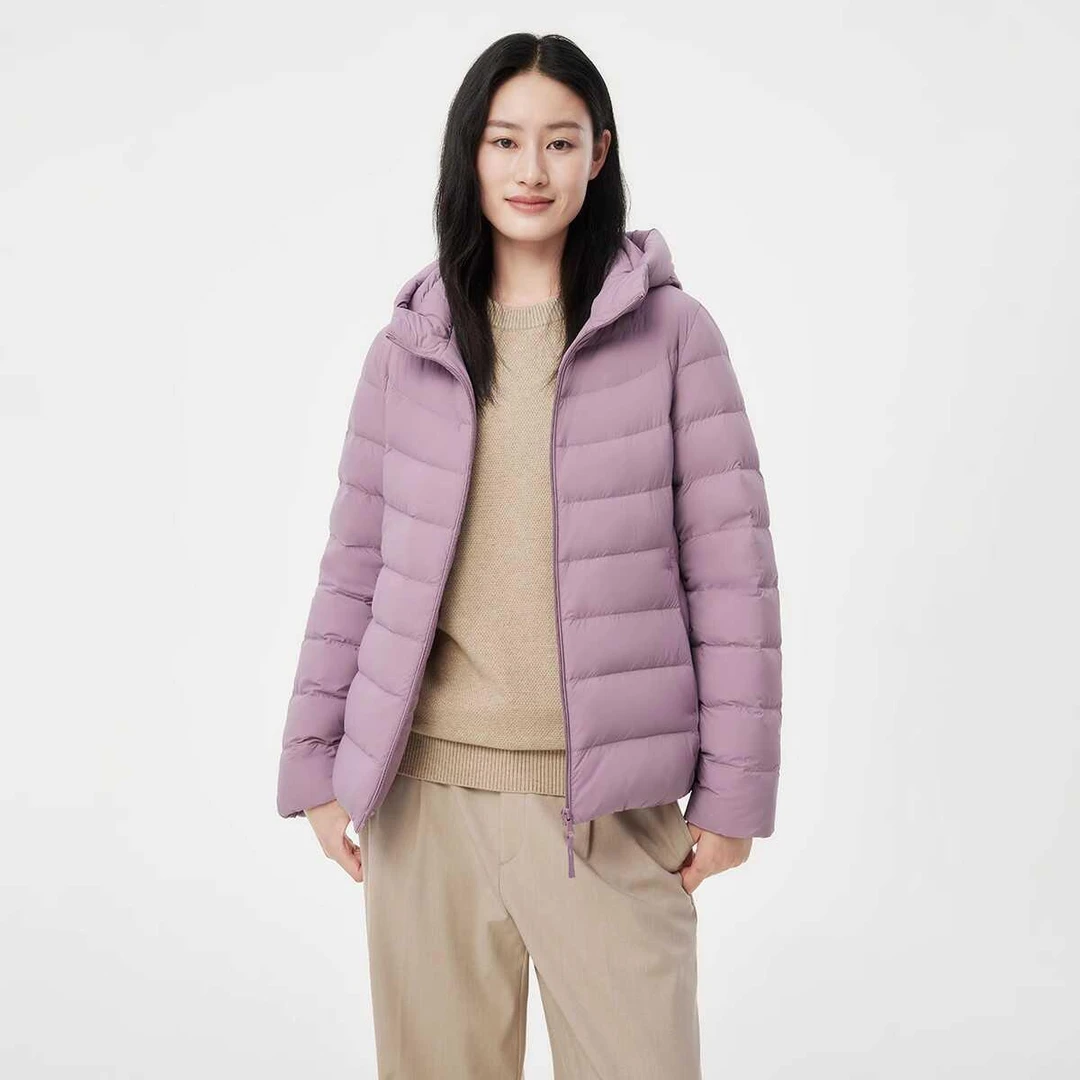 连帽轻羽绒TBF310238A冬季保暖羽绒服薄款女款短款轻薄