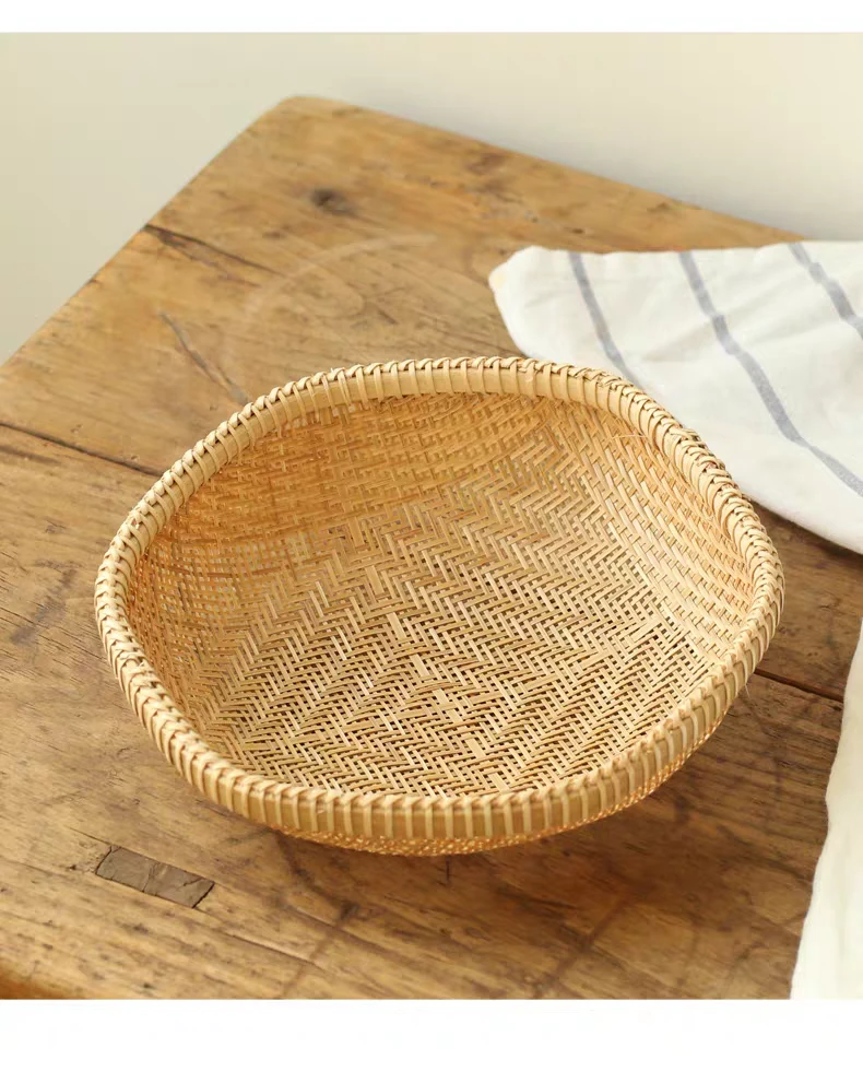 竹编筲簸箕竹编农家制品馒头筐子水果菜收纳篮干货晾晒盘筛子