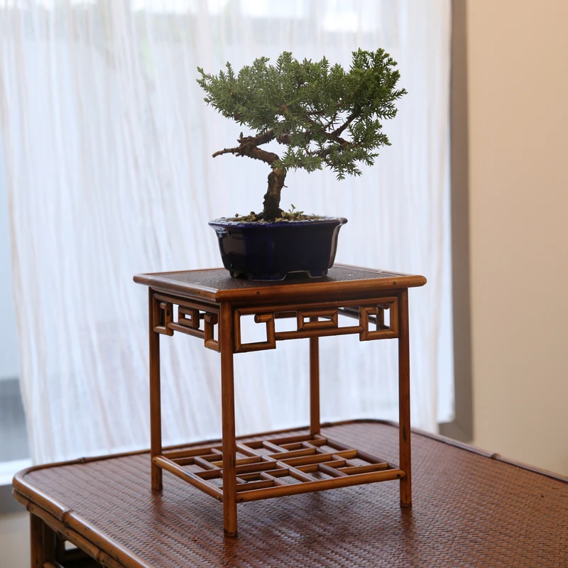 竹制花架 花几 盆景架 展示架梅鹿竹精品茶室装饰茶棚桌面小花架