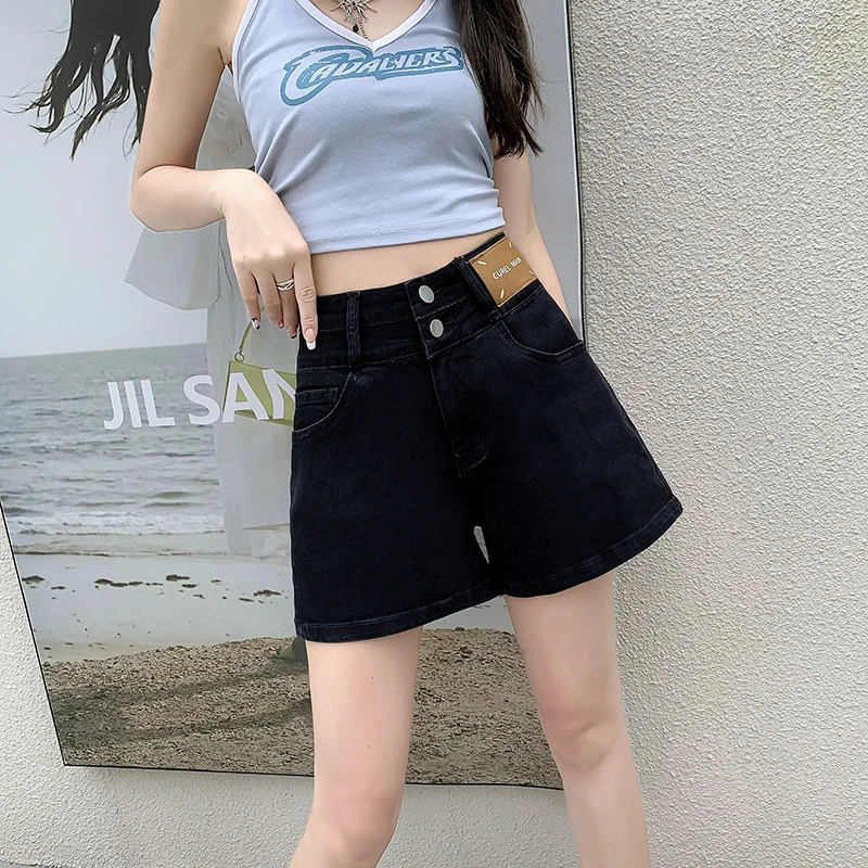 2024新款潮大码牛仔短裤女高腰显瘦胖mm夏季新款宽松弹力a字短裤