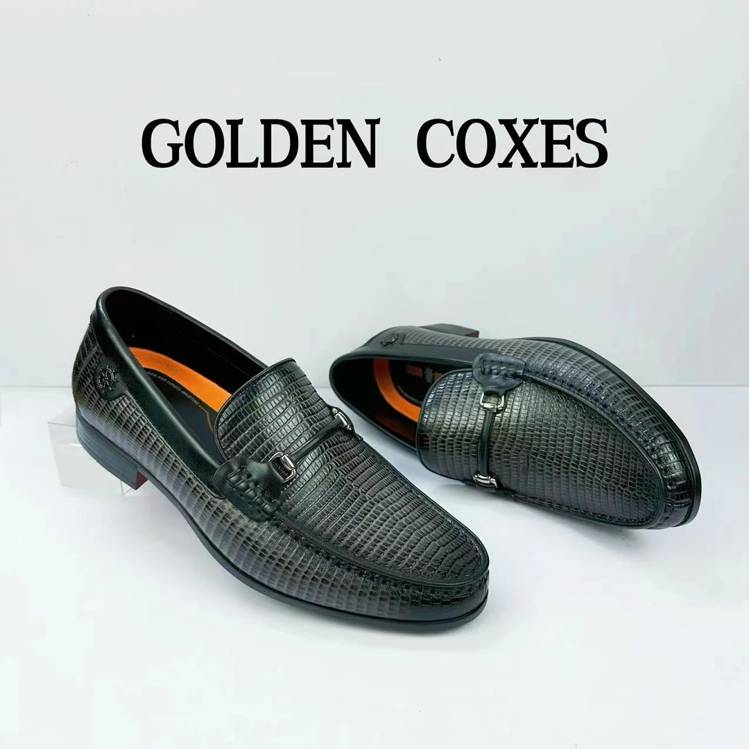 蜥蜴纹设计师款轻奢舒适商务休闲皮鞋1803-98