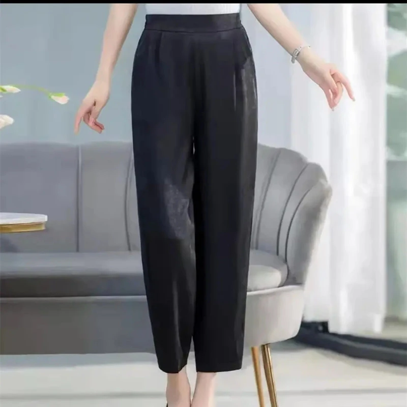 龟裂纹显瘦盘扣萝卜裤哈伦裤九分裤反季尤莱特高能感