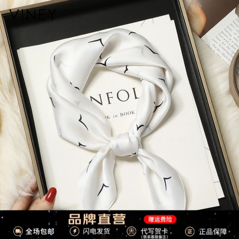 Viney真丝丝巾女100%桑蚕丝小方巾领巾高档生日礼物送女友送老婆
