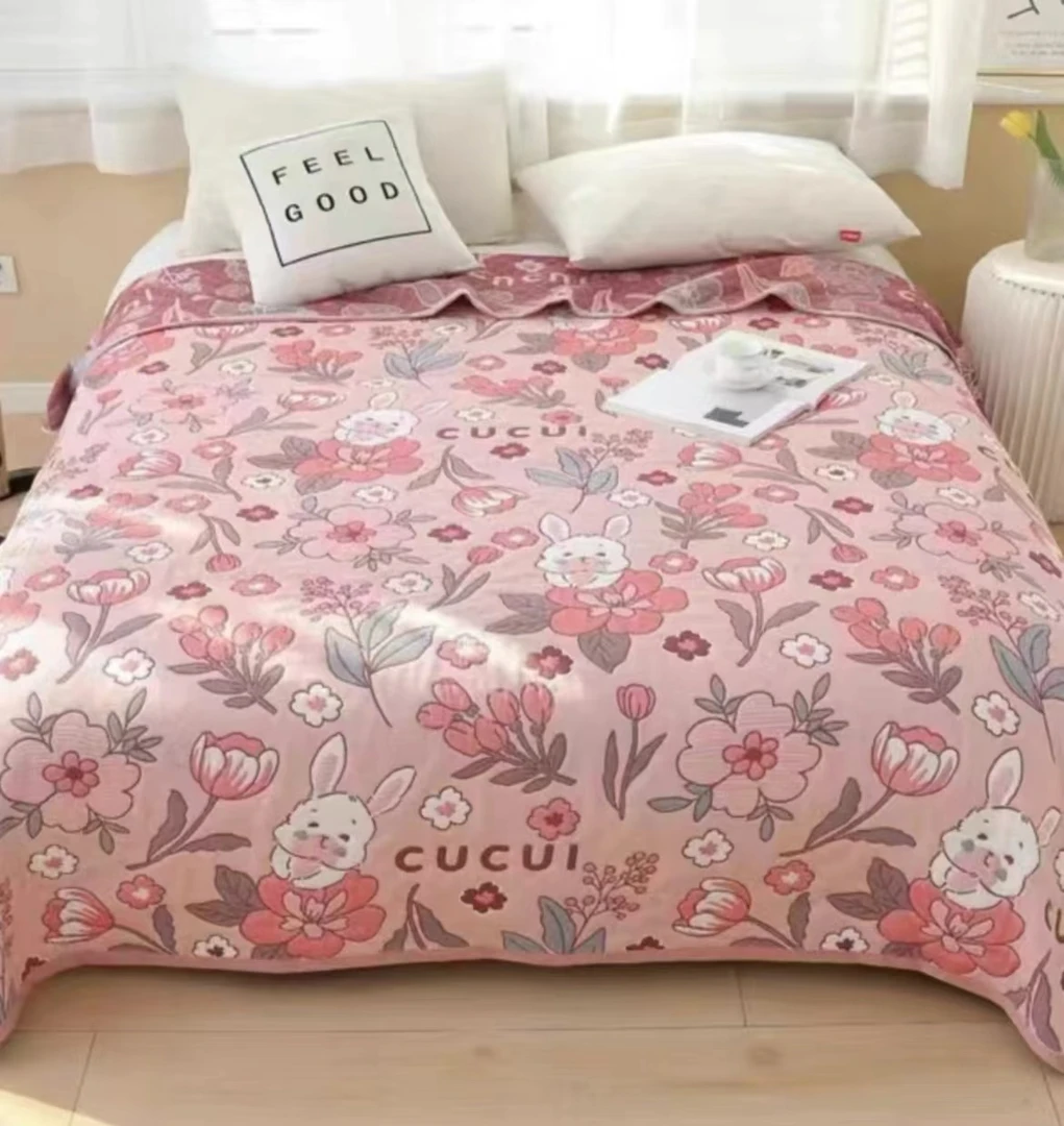 纱布床盖多功能加厚可铺可盖吸湿排汗透气床盖双人可机洗纱布盖毯