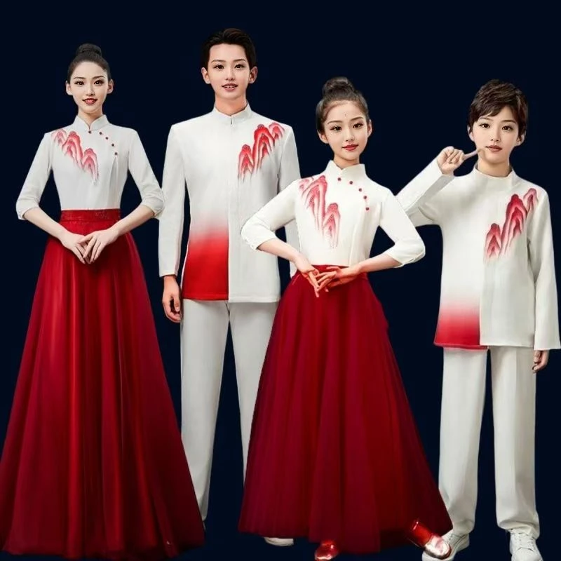 儿童合唱中小学生山河开场诗歌朗诵表演演出服舞蹈灯火中国礼服
