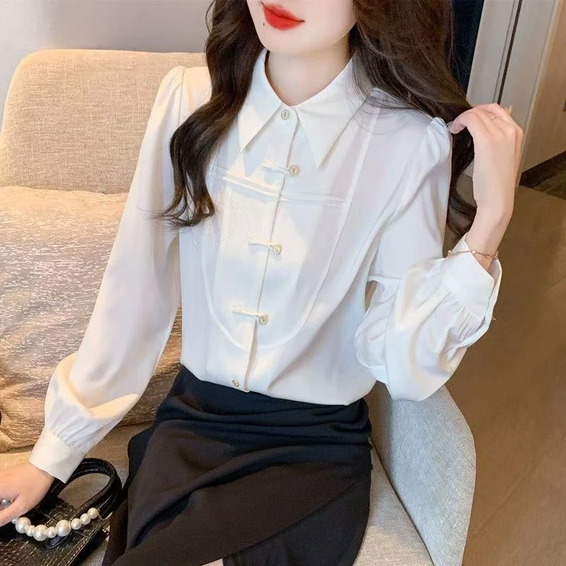 秋季气质百搭时尚女款衬衣宽松显瘦洋气别致衬衣