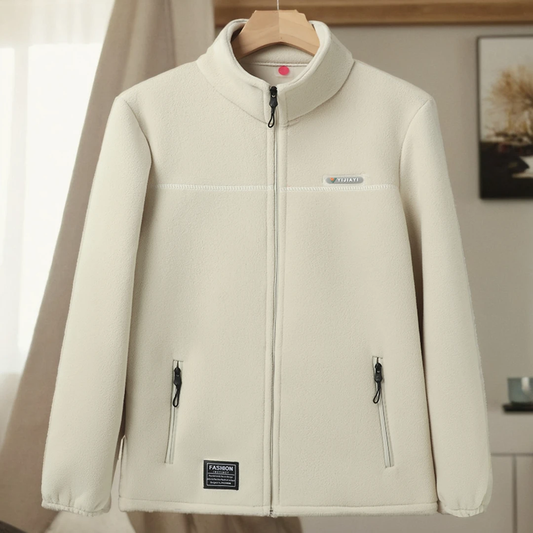 秋冬新款女摇粒绒大码外套岁岁知保暖户外休闲抓绒衣加厚开衫
