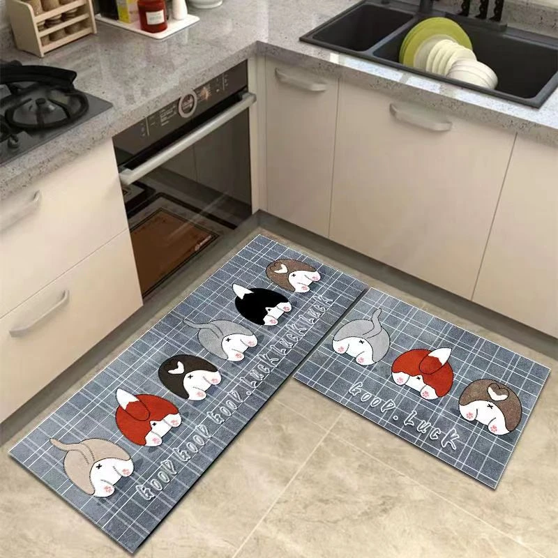 （80X180）水晶绒加厚吸水吸油防滑家用厨房地毯长条水洗耐脏垫