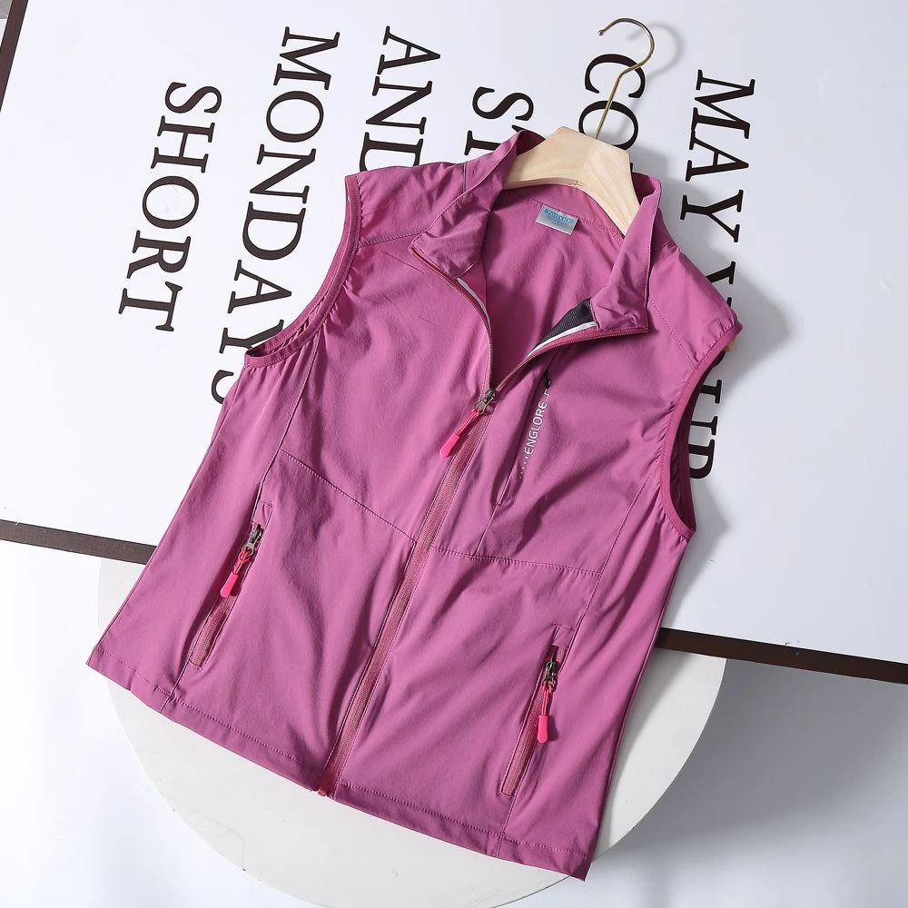 外贸韩国单 夏季户外运动风速干马甲立领弹力透气防紫外线旅游女