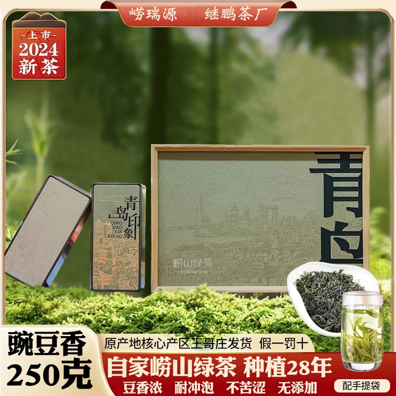 崂山绿茶2024新茶春茶豌豆香浓自家 250克散装礼盒装山东青岛特产