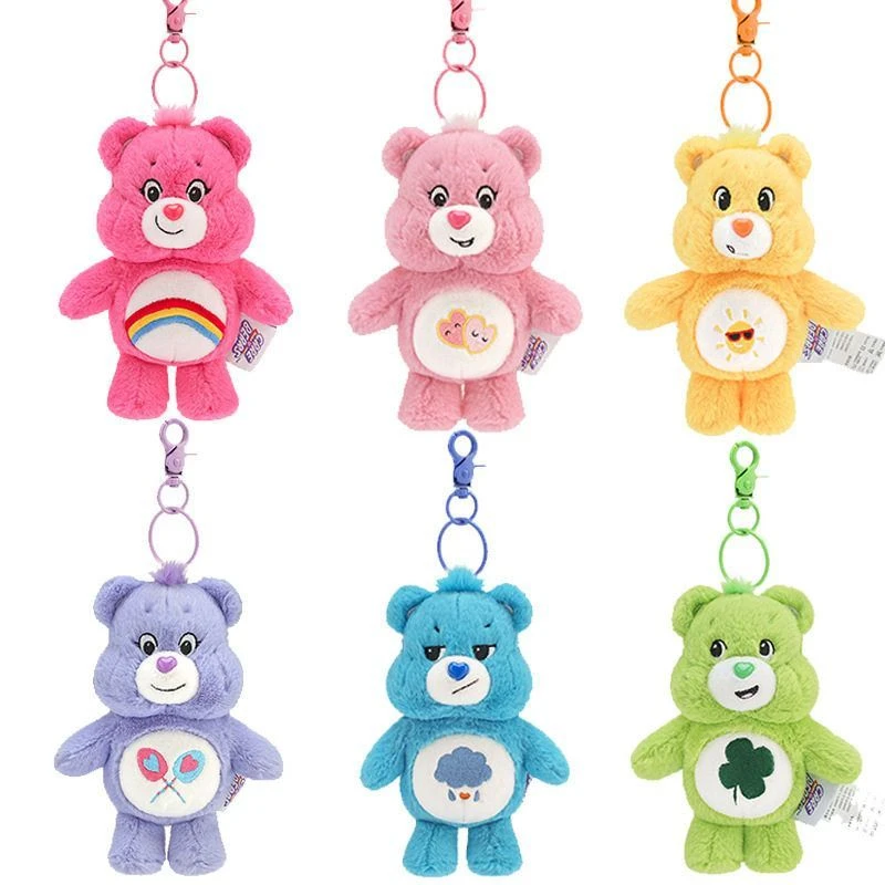 carebears正版爱心小熊挂件 彩虹熊跨境吱吱叫钥匙扣毛绒玩具公仔