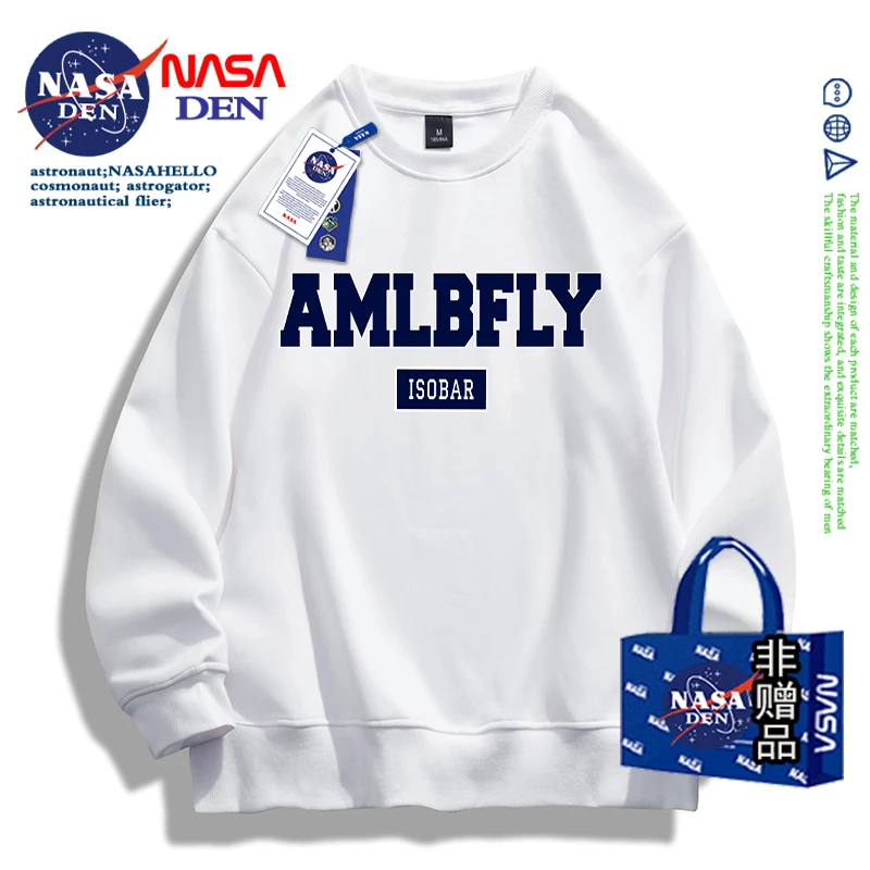 NASA联名情侣卫衣男女同款秋冬季圆领宽松简约休闲百搭慵懒风外套