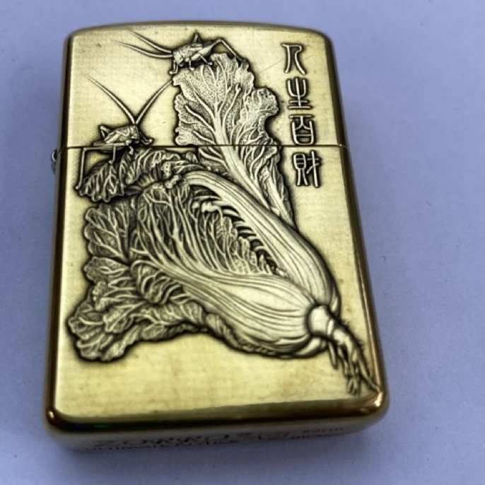 ZORRO佐罗902S盔甲（蝈蝈白菜）双面浮雕工艺，纯铜材质煤油打火机