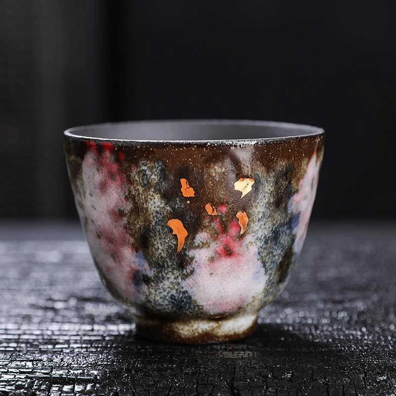 志野柴烧樱吹雪主人杯复古陶瓷茶杯大号茶盏紫砂茶具品茗杯单杯