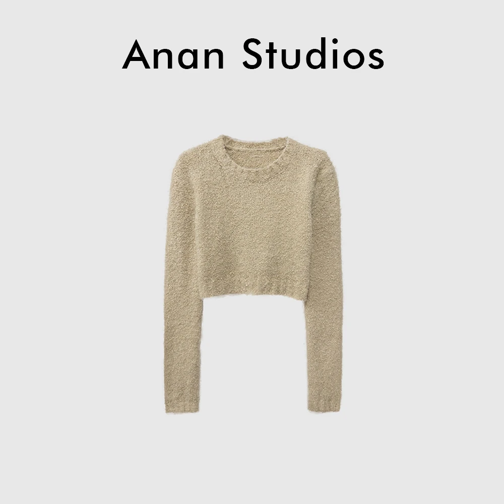 『泡芙毛衣』短款彩色圆领毛衣 有垫肩★