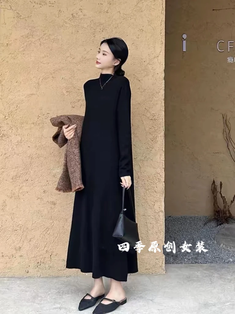 【集合链接】2024秋冬新款宽松极简风设计感大码针织连衣裙女