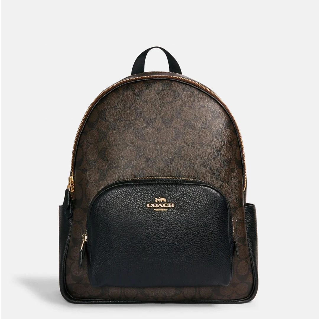 COACH/蔻驰 大号黑拼老花 双肩包   39cm*32cm*12cm    6495