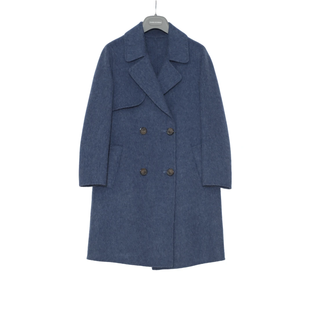 911Y275时尚百搭羊毛呢中长款经典秋冬双面羊毛加羊驼毛大衣