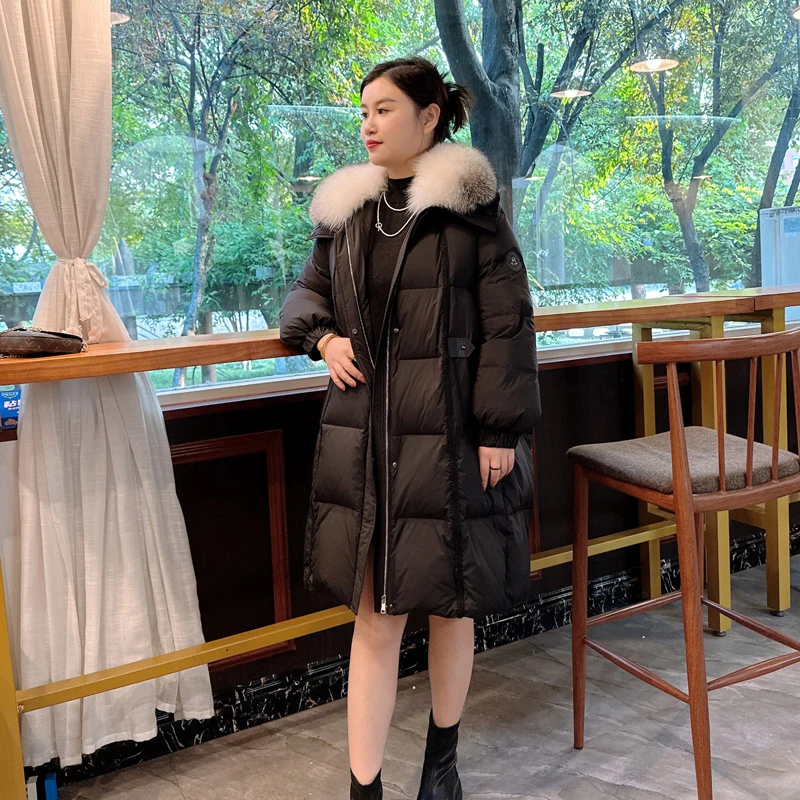 【保暖羽绒服】别格秀大码女装皮草200斤胖mm冬装大毛领鹅绒服潮