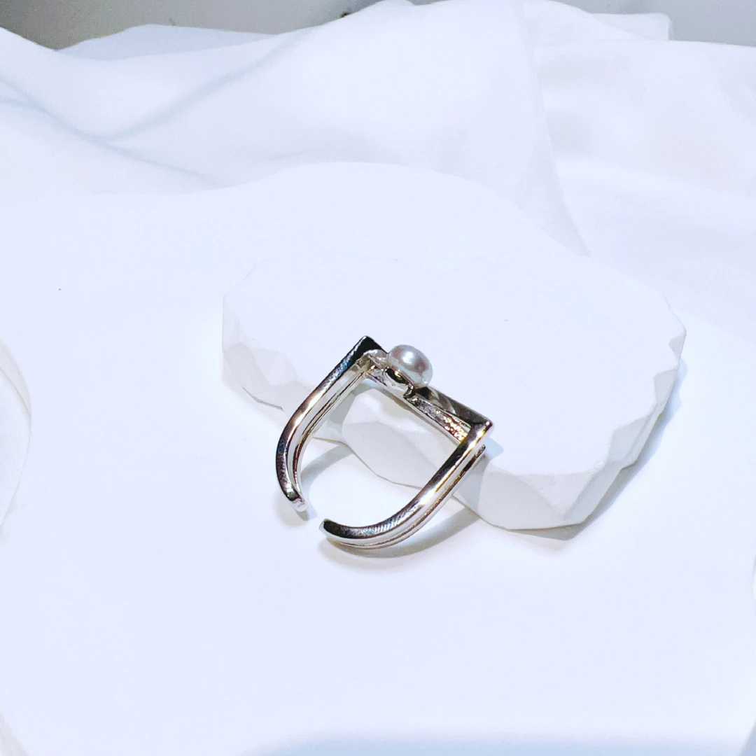 铜合金仿珍珠戒指 高级感个性设计不规则珠珠戒指时尚百搭SS0005