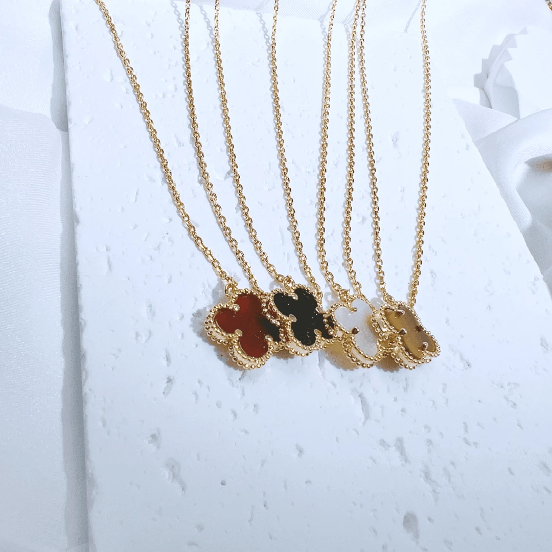 铜合金项链 A02040-经典时尚女式四叶草项链镶嵌轻奢百搭小众感