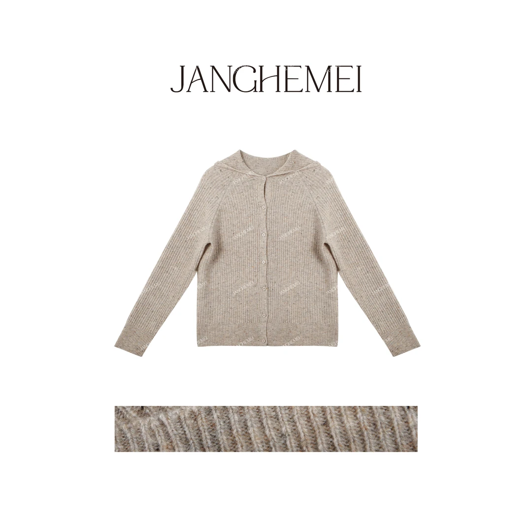 JANGHEMEI【氧气美人】100%绵羊毛针织衫显瘦连帽毛衣 M26111M43