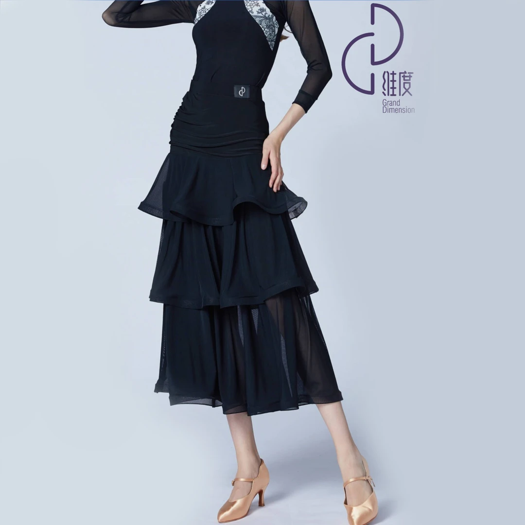 【维度舞服】Q27多层荷叶蛋糕半身裙摩登舞衣拉丁舞练习服溯源好物