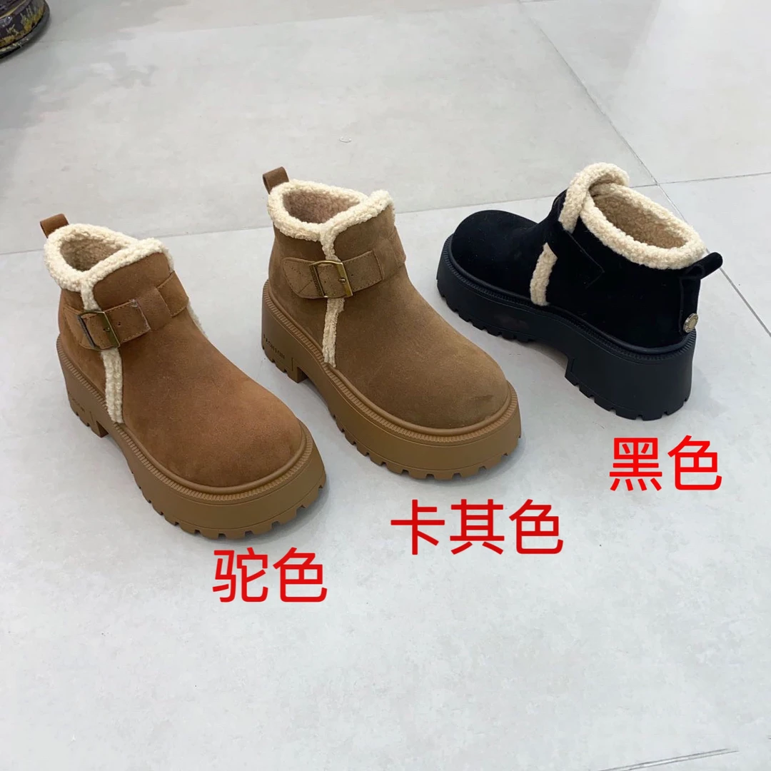 新疆(6厘米)雪地靴女款2024秋冬新款复古时尚保暖棉鞋957