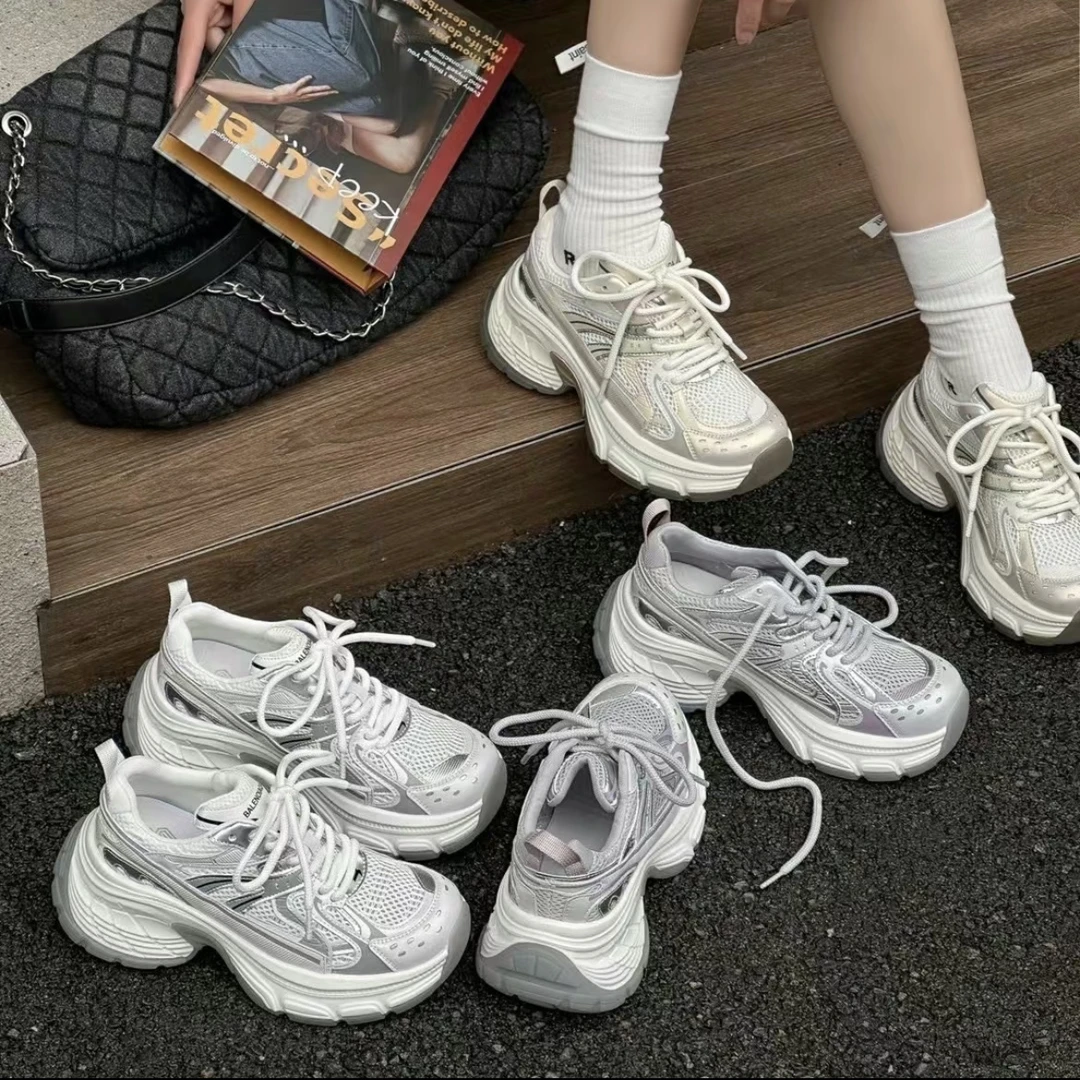 【新疆包邮】2024新款韩国厚底复古透气网面轻便休闲运动鞋潮81582