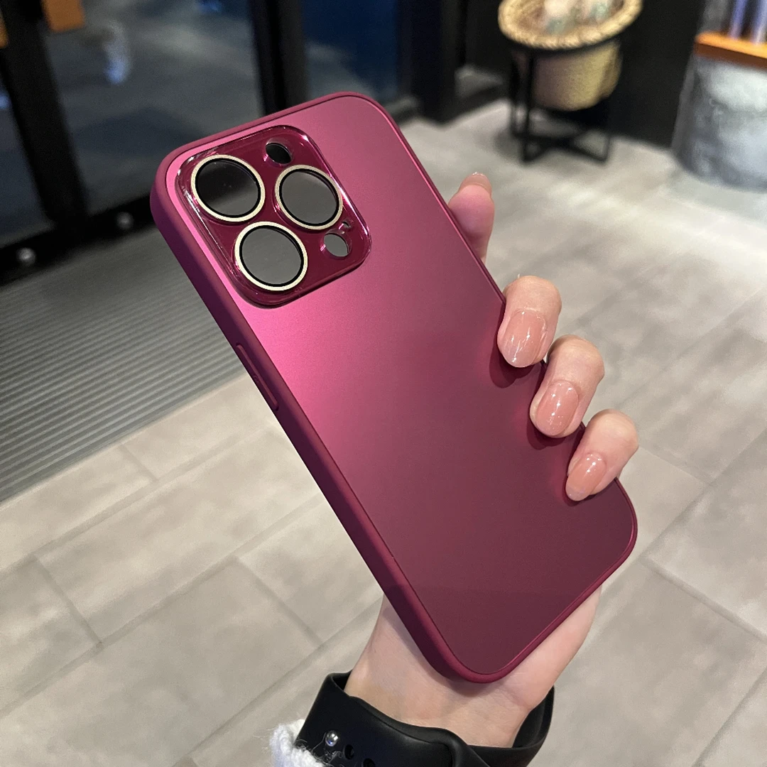 苹果15promax手机壳iPhone14简约全包镜头流光磁吸13磨砂12防摔壳
