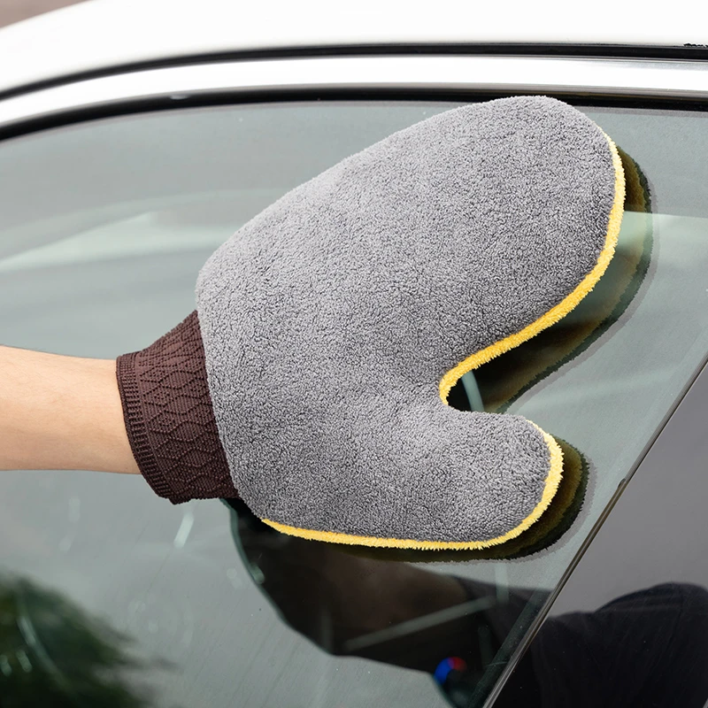 洗车手套熊掌擦车专用刷车雪尼尔不伤漆面珊瑚绒加厚抹布用品工具
