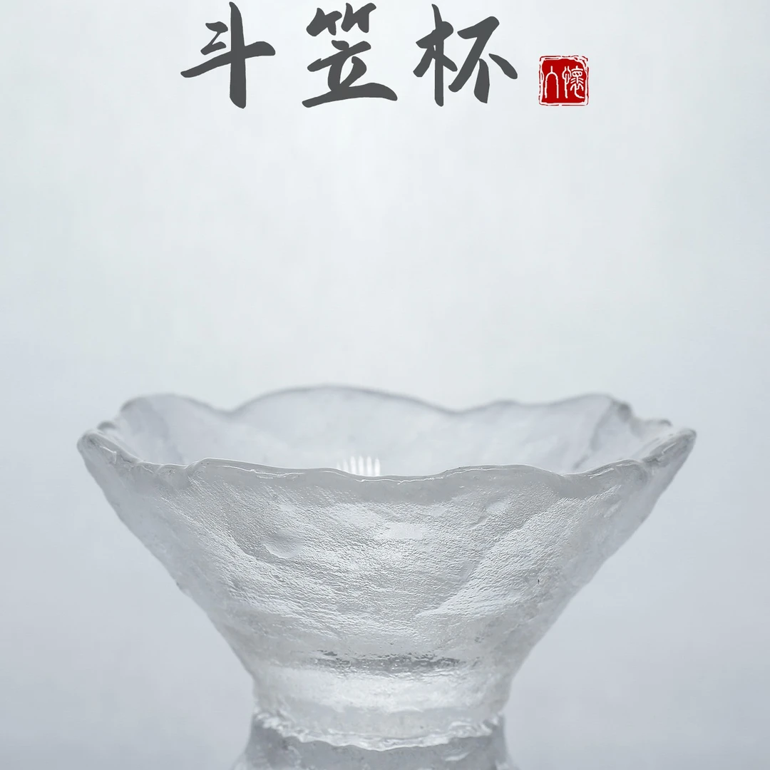 采溪水晶花口斗笠杯纯手工高档茶杯家用新中式RH003