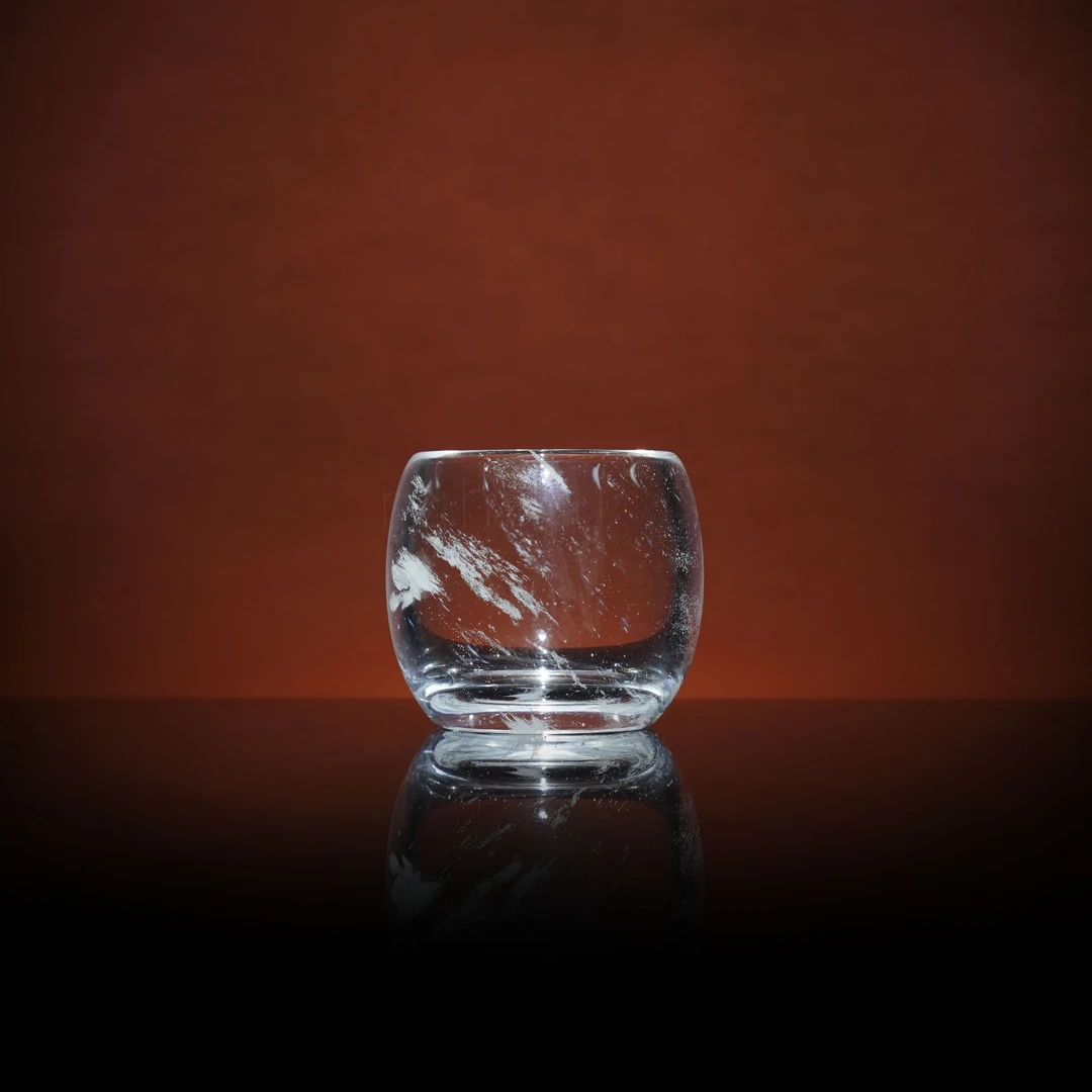 入怀天然原矿水晶非玻璃飘雪水晶茶杯纯手工茶具RH0079