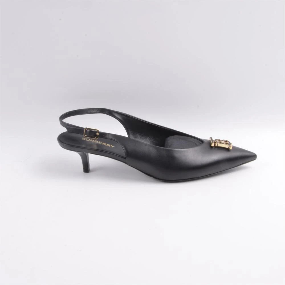 Burberry黑色细带低细新标识跟鞋38