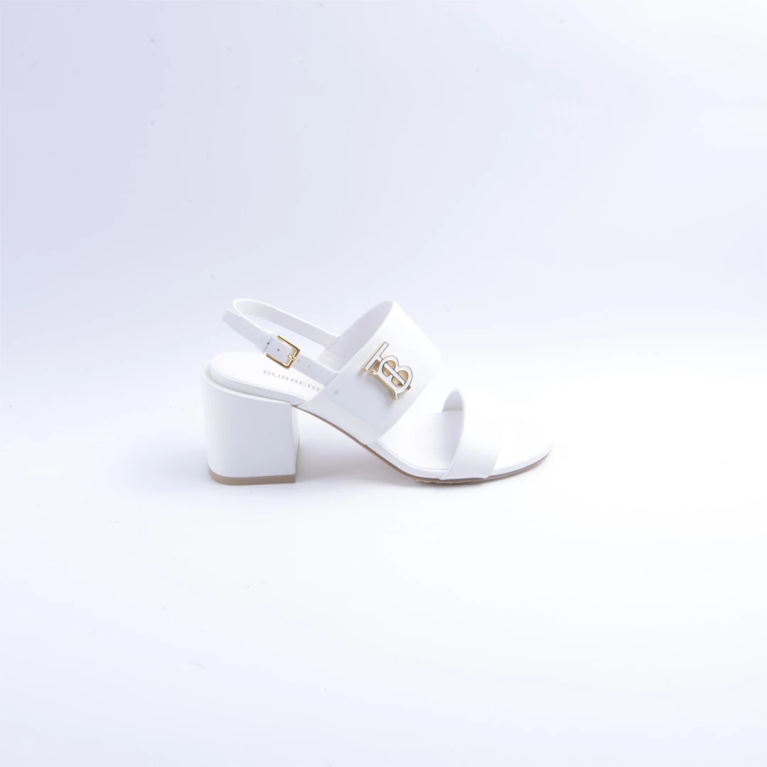 Burberry金标纯白色细带凉鞋35