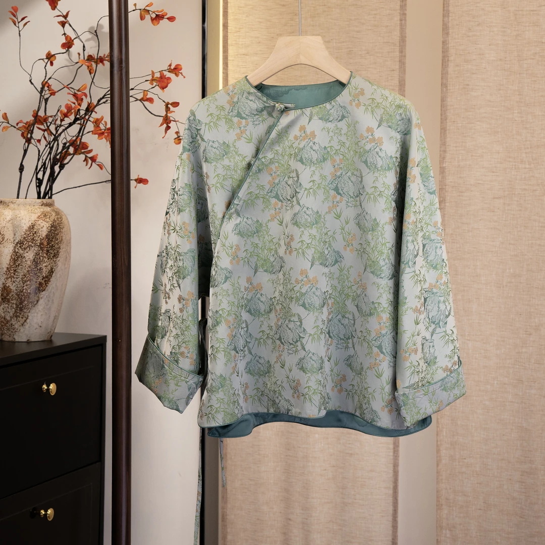 【春和锦明】新款明星杨幂同款老宋锦重磅桑蚕丝长袖外套6345445