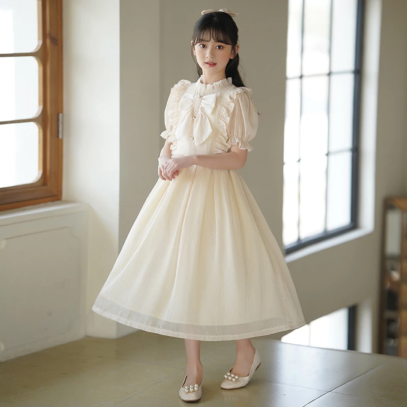 女童夏季连衣裙2025新款中大童超仙雪纺公主裙女孩洋气短袖长裙子
