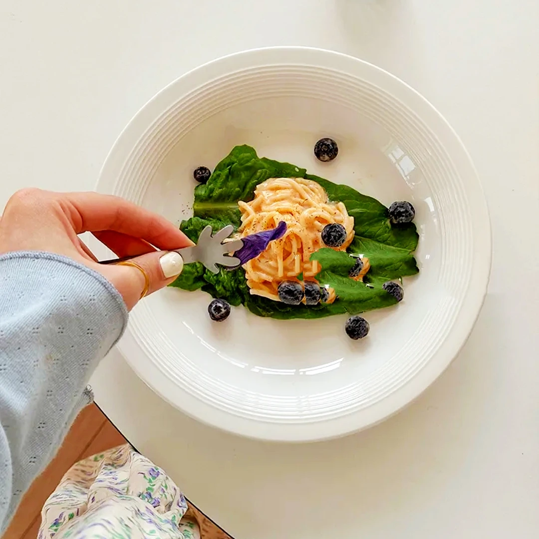 【金秋福利】4只装约23.5cm简约小清新风陶瓷奶油风彩虹纹圆盘汤盘