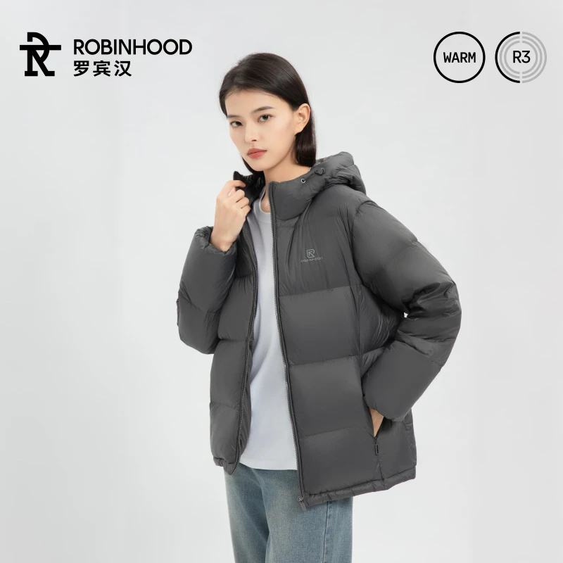 罗宾汉90鸭绒户外潮流时尚休闲保暖情侣面包短款羽绒服短款羽绒服