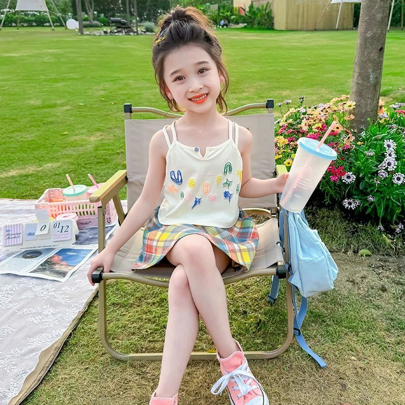 女童夏装吊带套装裙2024新款儿童装裙子时髦两件套宝宝夏季薄衣服