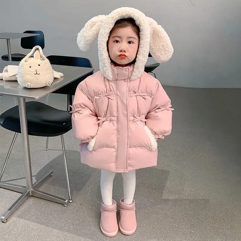 女童棉服加绒加厚冬季2024新款洋气儿童棉袄时髦女宝宝棉衣保暖潮