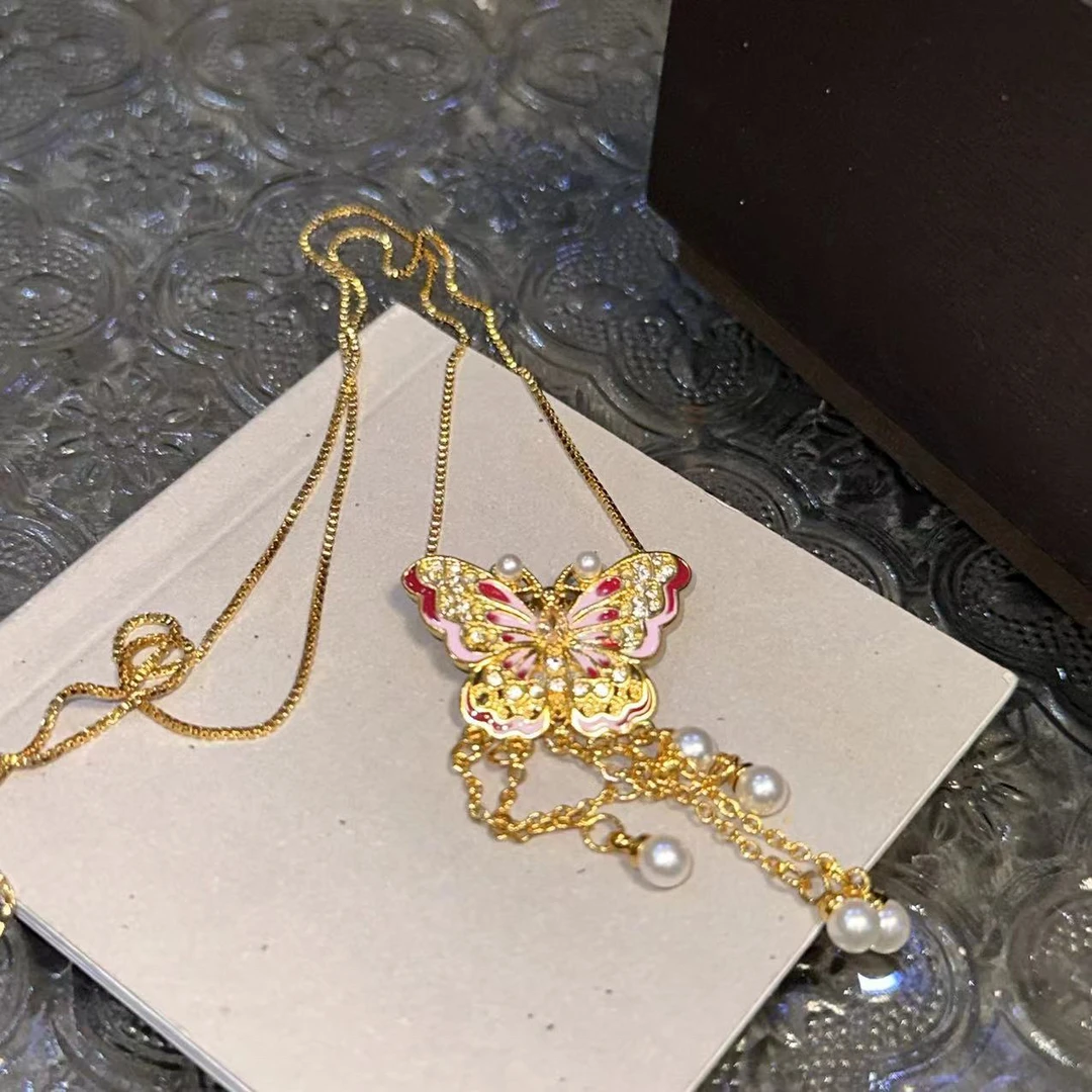 铜合金项链 流苏蝴蝶新中式项链-1201