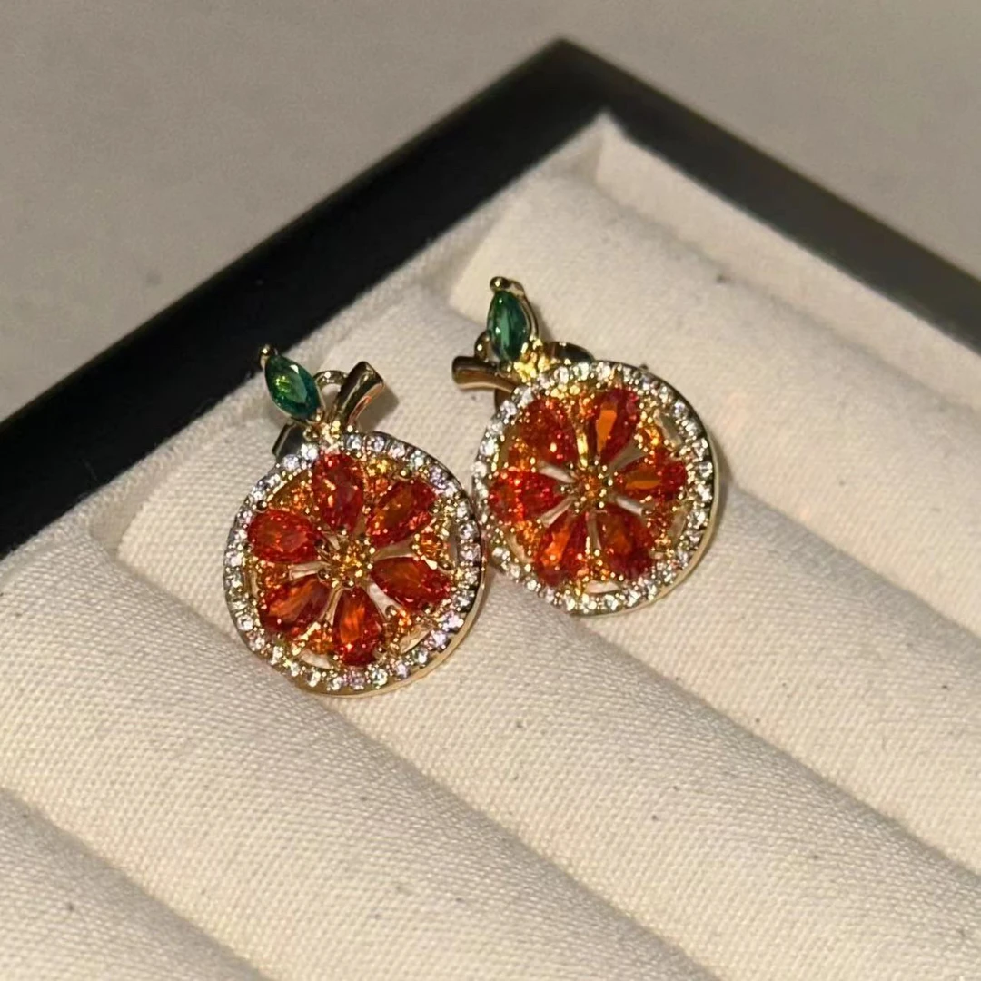 铜合金耳饰 可爱橘子水果耳饰-2066