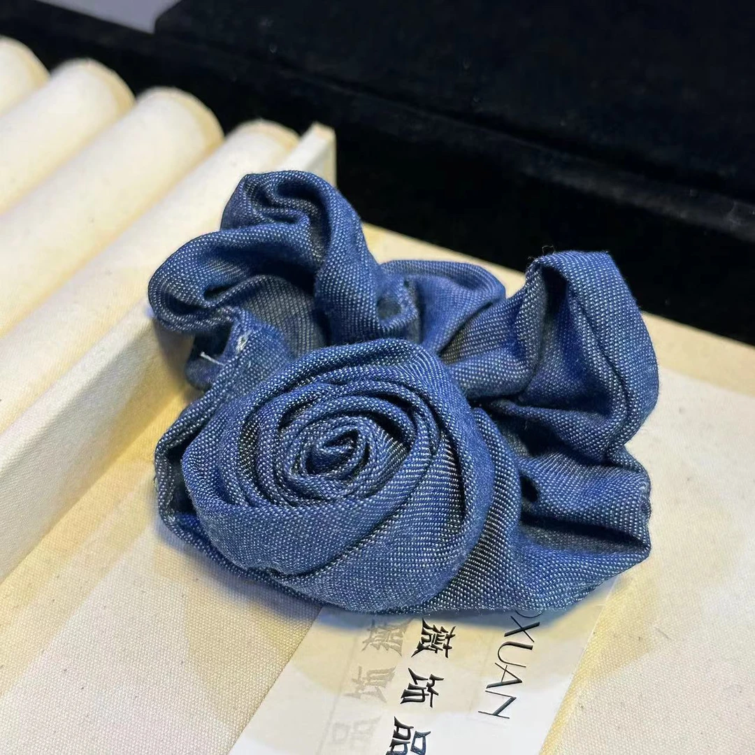 蓝色玫瑰花百搭发绳-2402