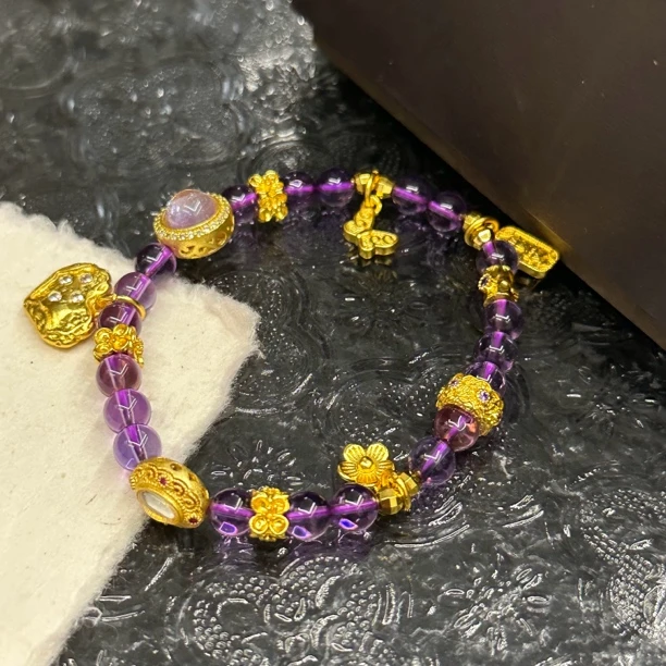 铜合金手链 紫色爱心蝴蝶国风手链-0996