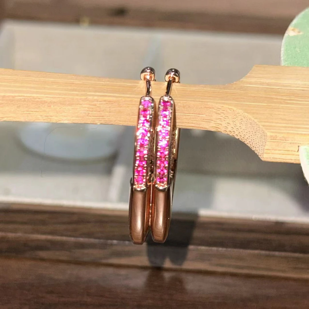 铜合金耳饰 欧美个性粉色U形耳饰-1949